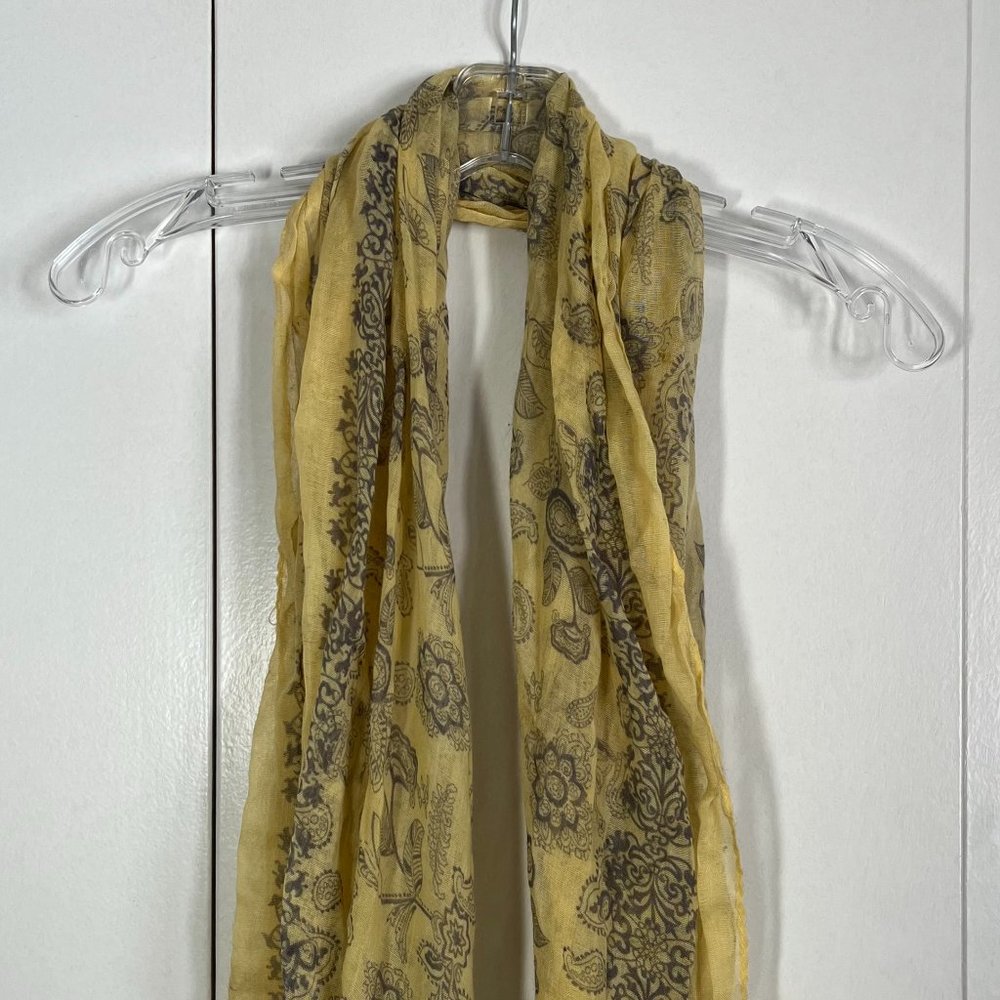 Sheer yellow paisley scarf by Unknown (tags were removed)